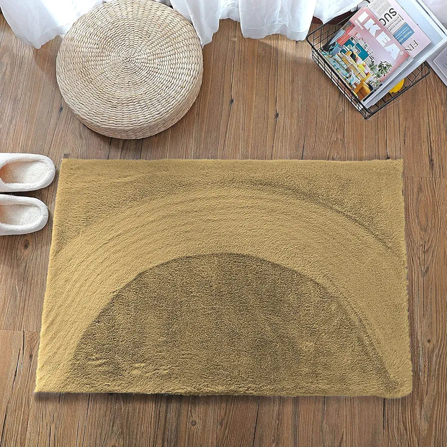 Luxe Home International Rectangular Bath mat Super Soft Anti Skid Rabbit Fur Mats 40X60 Cm Colour Cream Mocka