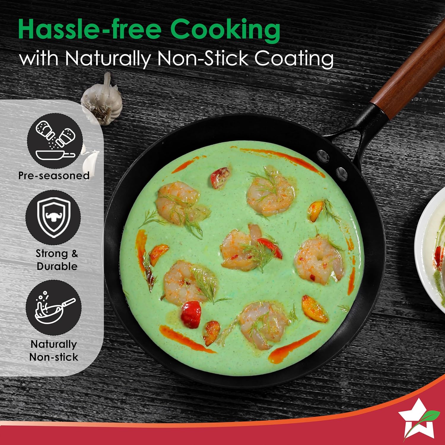 Wonderchef Pre-Seasoned Ferro Light 20cm Cast Iron Fry Pan