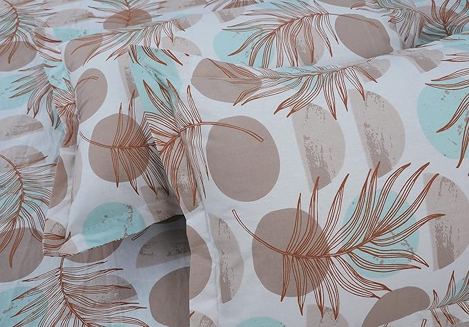 Huesland by Ahmedabad Cotton 144 TC Cotton King Size Bedsheet with 2 Pillow Covers - White & Brown