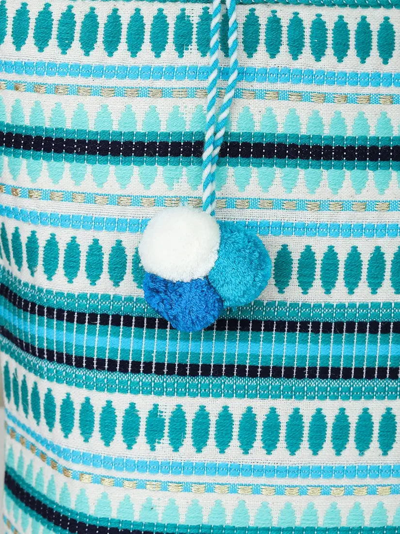 Klondon Alii And Aliizey Tote Bag For Women With Zip Bag Colour Teal Gold