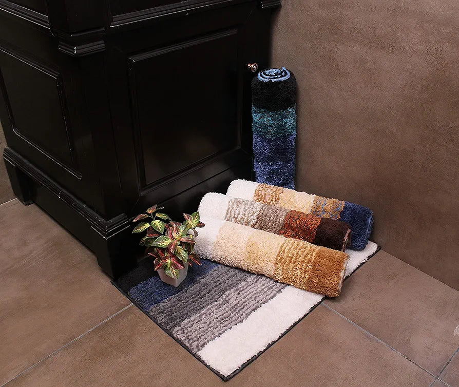 Luxe Home Super Soft Oyster Microfiber Bathroom Mat Non-Slip Bath Mat Colour Tabacco