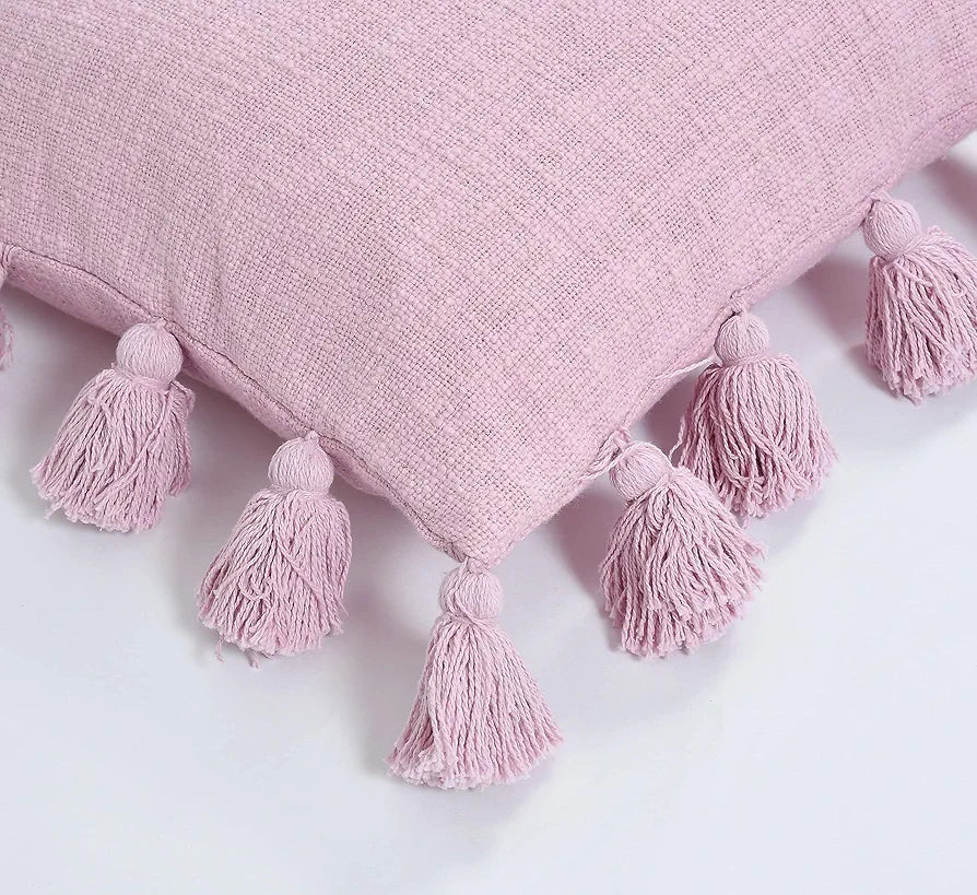 Homadorn Luxury Cotton Handmade Decorative Boho Throw Pillow Covers Colour Lavender