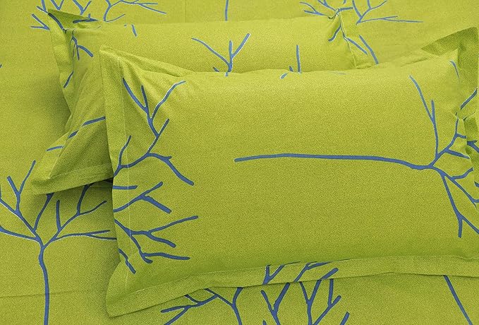 Huesland by Ahmedabad Cotton 144 TC Cotton King Size Bedsheet with 2 Pillow Covers - Green