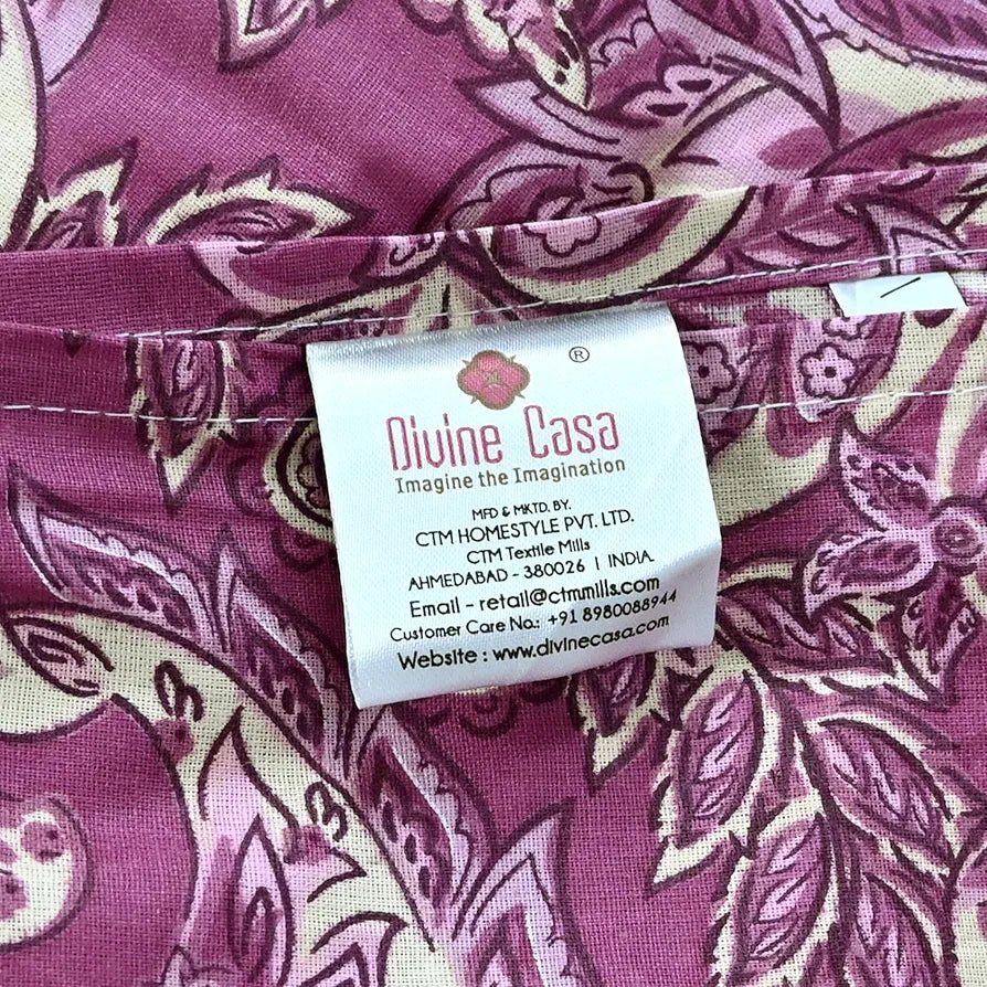 Divine Casa 144 TC 100% Pure Cotton Single Bedsheet with 1 Pillow Cover Royal Paisley Pattern Colour Cream Magenta