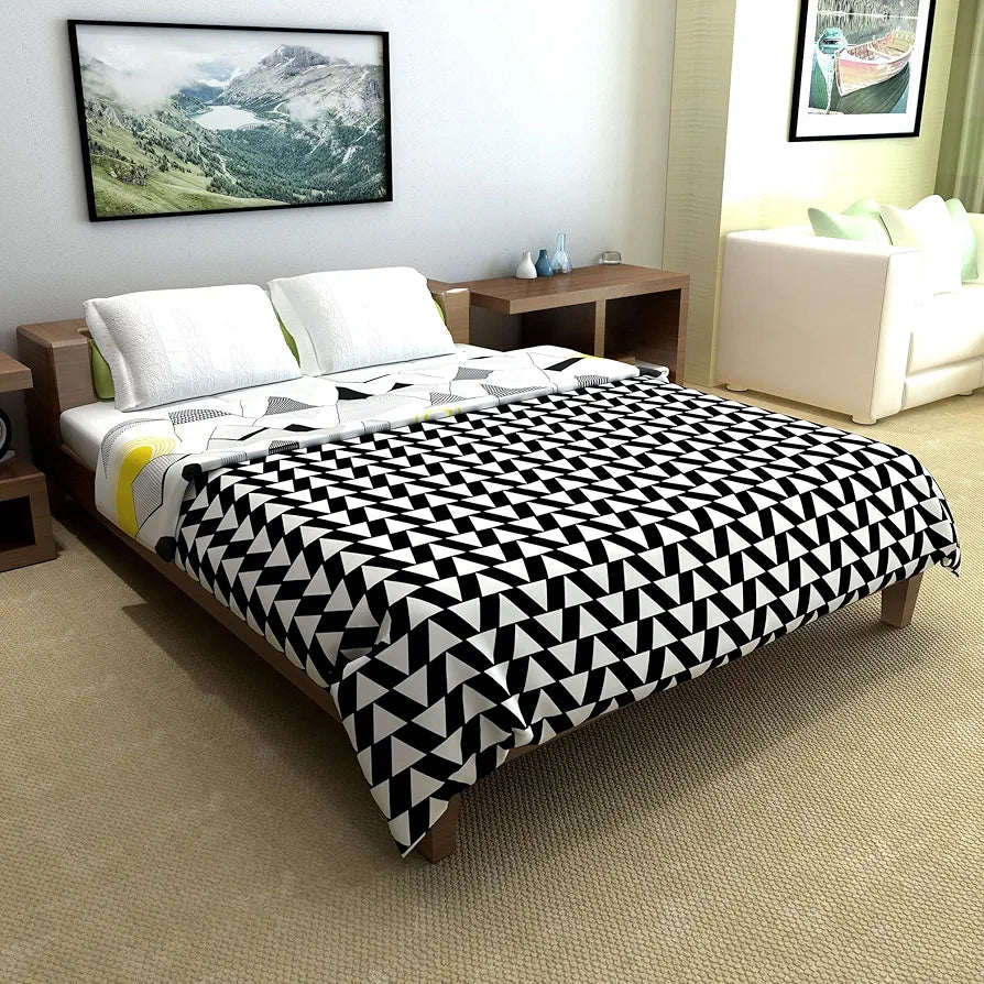 Divine Casa Microfiber 150 GSM Reversible Double Bed Comforter Ultra Soft & Lightweight Blanket Colour Black Bean