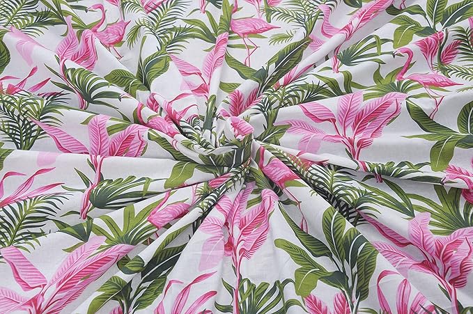 Huesland by Ahmedabad Cotton 144 TC Bedsheet for King Size Bed with 2 Pillow Covers | Flamingos Pink
