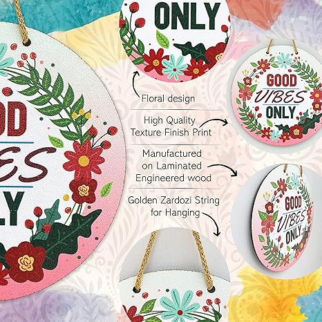 Sehaz Artworks Wooden Wall Hangings Home Decor Items stylish living room decorative Good Vibes Only