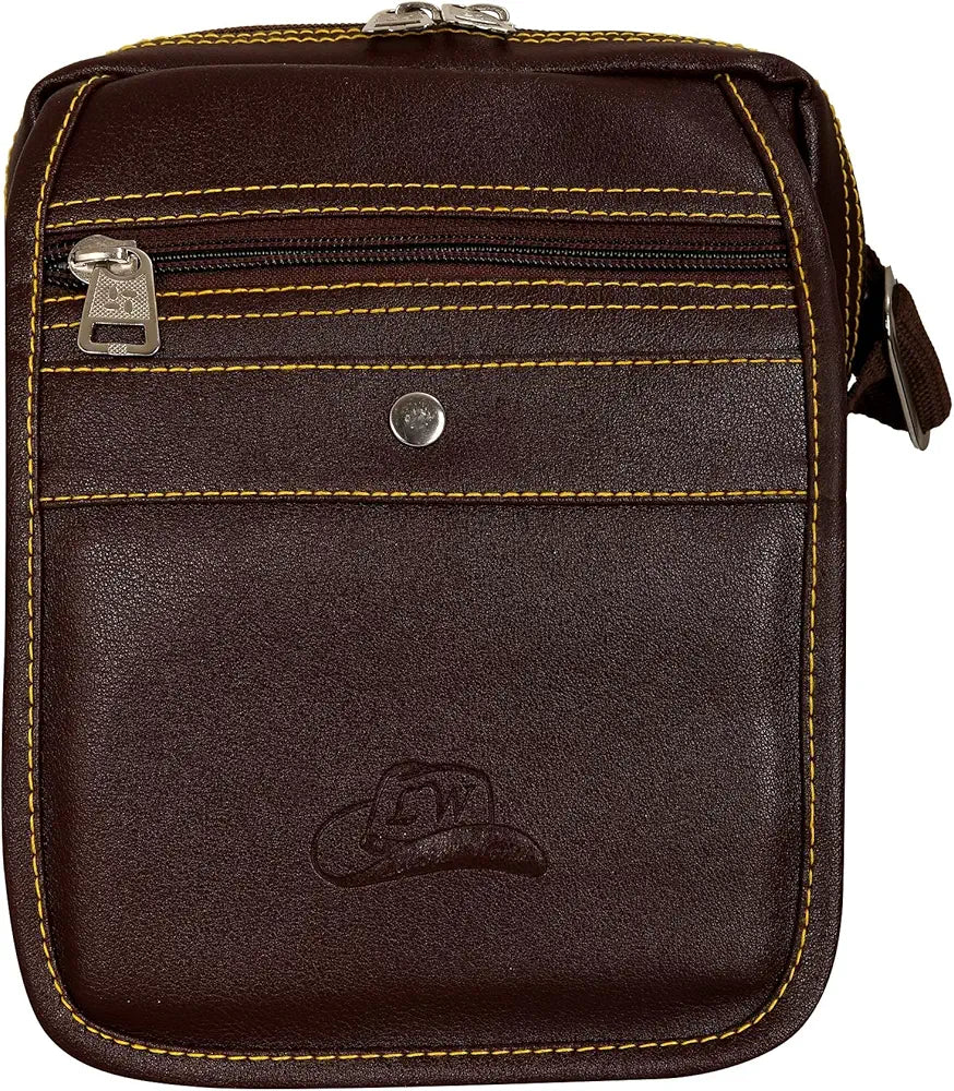 Leather World Leatherette Tan Sling Bags Men Messenger Bags Cross Body Bags Girl