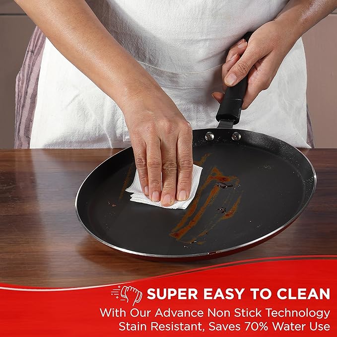 Vinod Popular Non Stick Dosa Tawa 30 Cm With Sturdy Riveted and Virgin Bakelite Handle | Induction and Gas Stove Friendly | Non Toxic