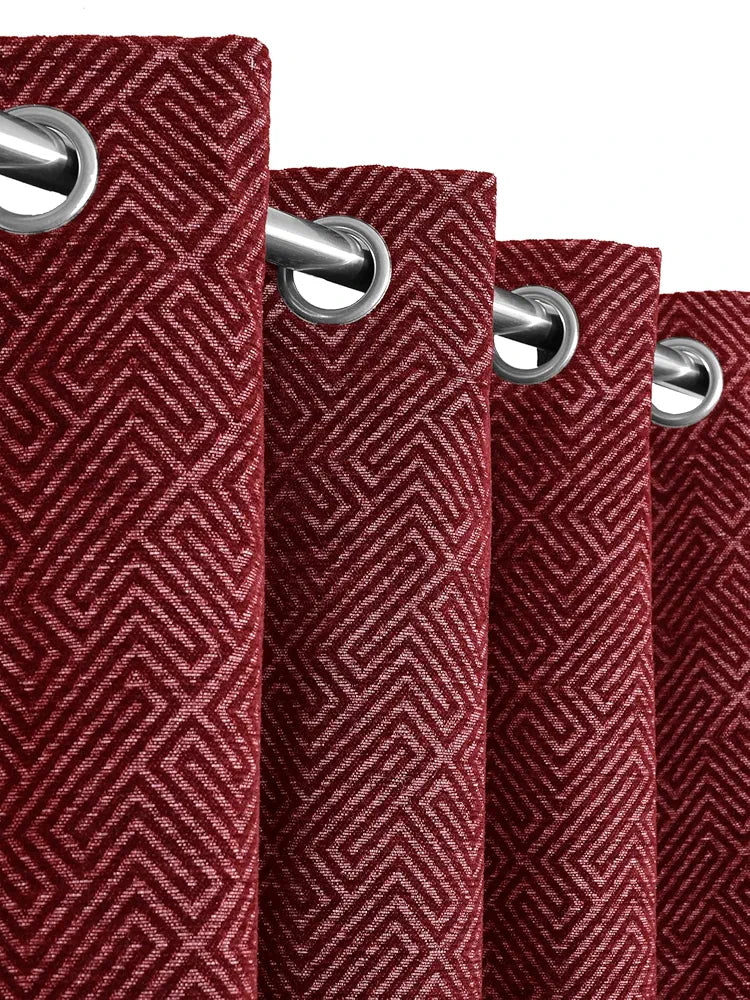 Saral Home Pacman Chenille Blackout Door Curtains Maroon