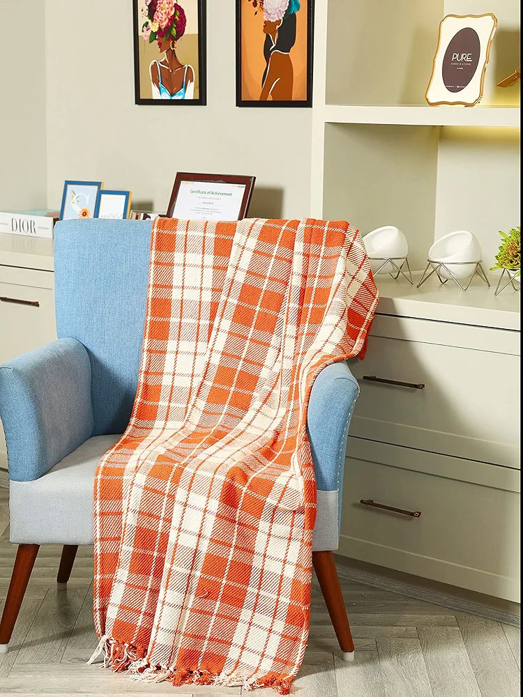 Sashaa World Plaid Blanket Throw Colour Red