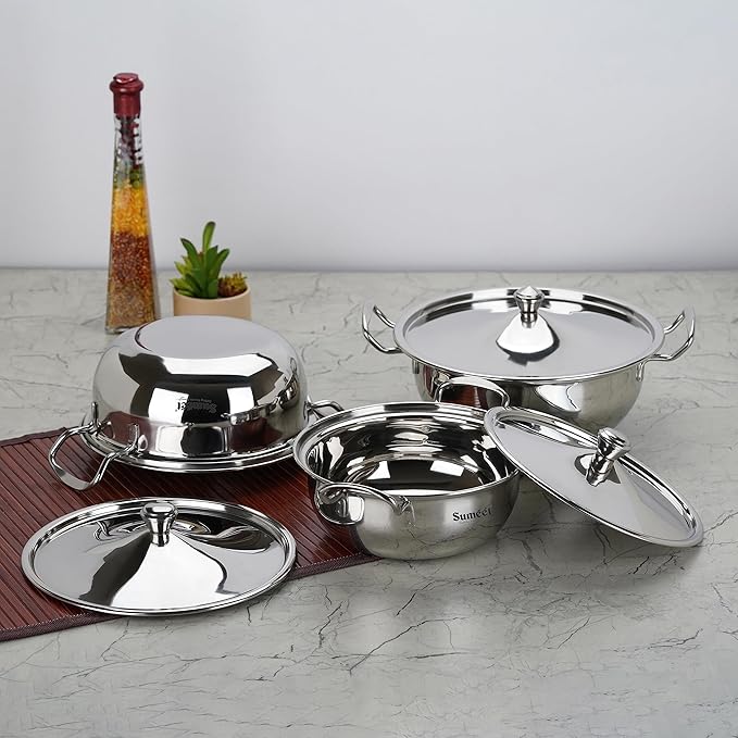 Sumeet Big Size Stainless Steel Cook and Serve Induction Handi Set