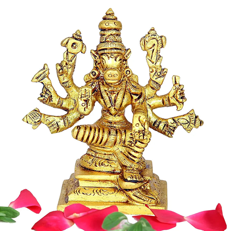anciently Small Varahi Amman Statue | Varahi Amman Silai Small | Small Varahi Statue | Varahi Amman Idol Brass 7.5 CM Height, Gold Colour 1 No