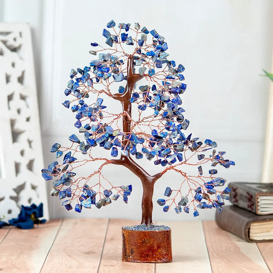 Bezavo Lapis Lazuli Energy Crystal Tree Feng Shui Tree for Abundance & Love Copper Wire