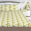 Divine Casa Floret 100% Cotton King Fitted Bedsheet 144 TC Deep Pocket Design Soft & Breathable Fabric Colour Daffodil Yellow
