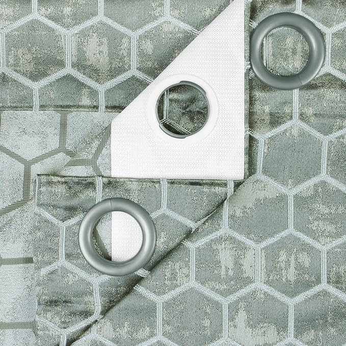 Story@Home Azurio Room Darkening Curtain Door 7 Feet Long 1 Piece Hexagon Hive Print Grey