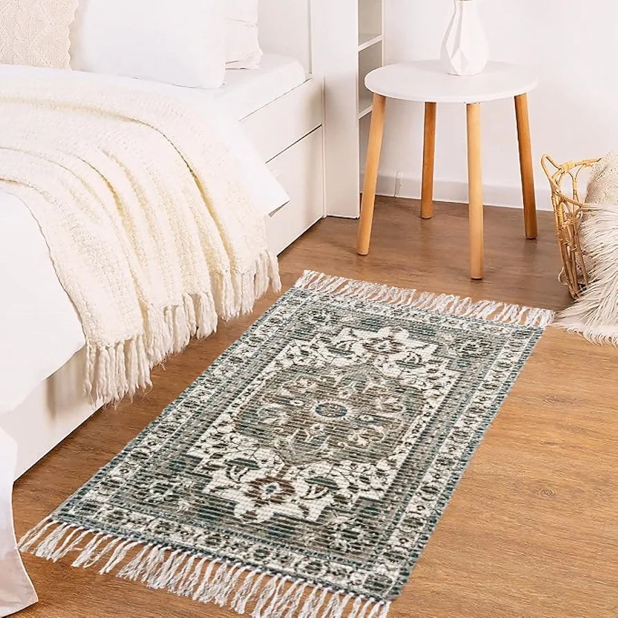 Sajavat Home Braided Cotton & Jute Printed Floor Rug Aegean Green Area Rug