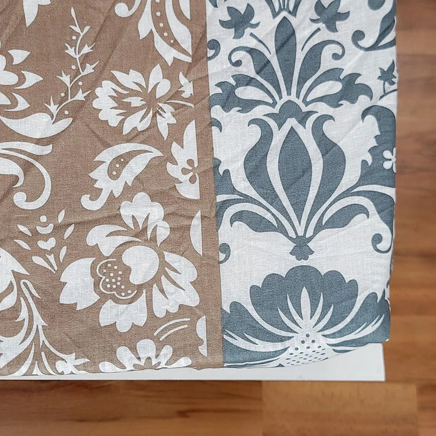 Divine Casa 144 TC 100% Cotton Floral Grey Breathable Bedsheet King Size Bed Cotton Elastic Fitted Colour Air Blue