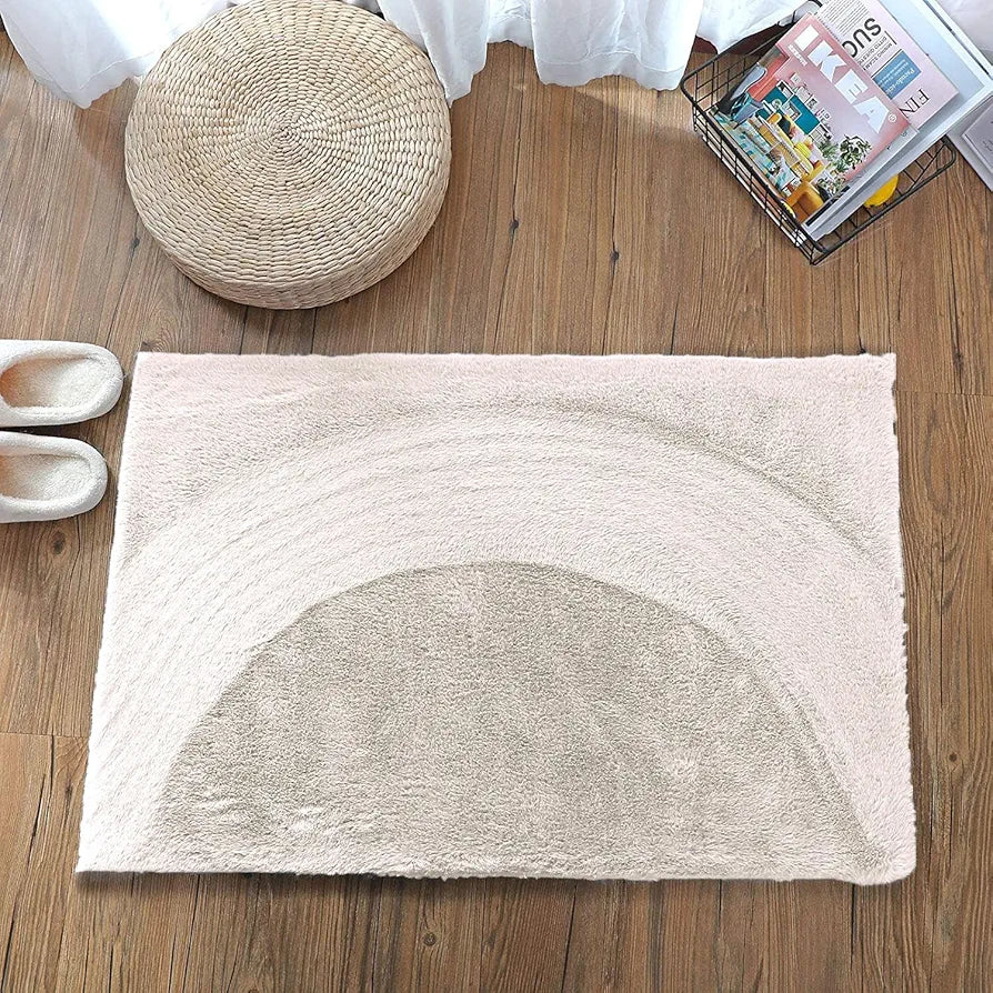 Luxe Home International Rectangular Bath Mat Super Soft Anti Skid Rabbit Fur Mats 40X60 Cm Colour Skin