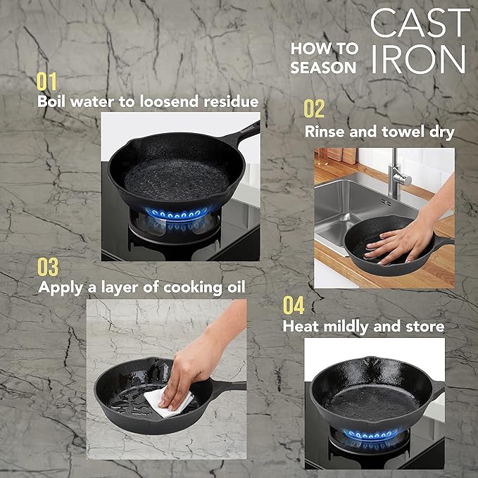 Sumeet Pre Seasoned Heavy Weight Cast Iron Frying Pan 21cm Weight 1.480Kg Black