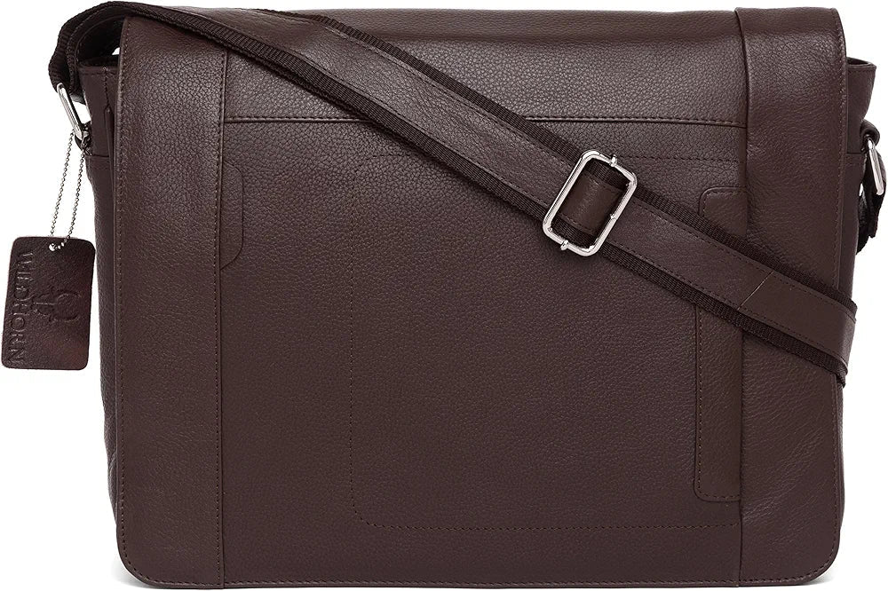 WildHorn Classic Leather 13 inch Laptop Messenger Bag for Men I Office Bags I Travel Bags I Adjustable Strap