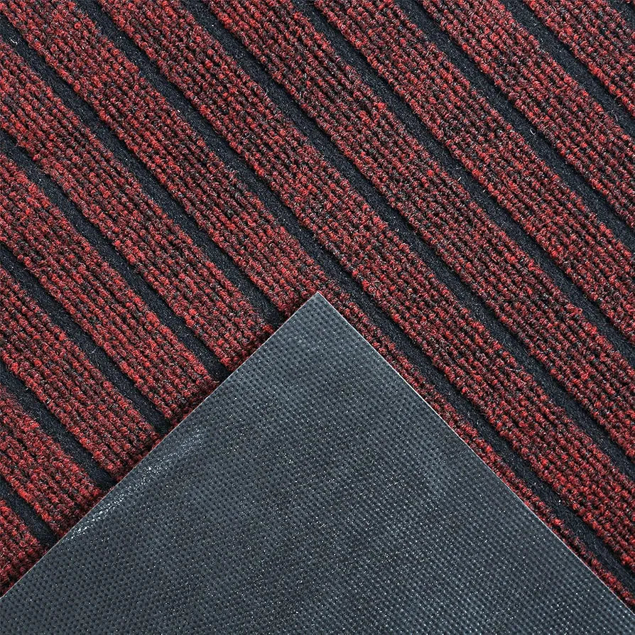 Kuber Industries Microfiber Striped Design Solid Anti-Skid Bedside Runner & Carpet for Living Room