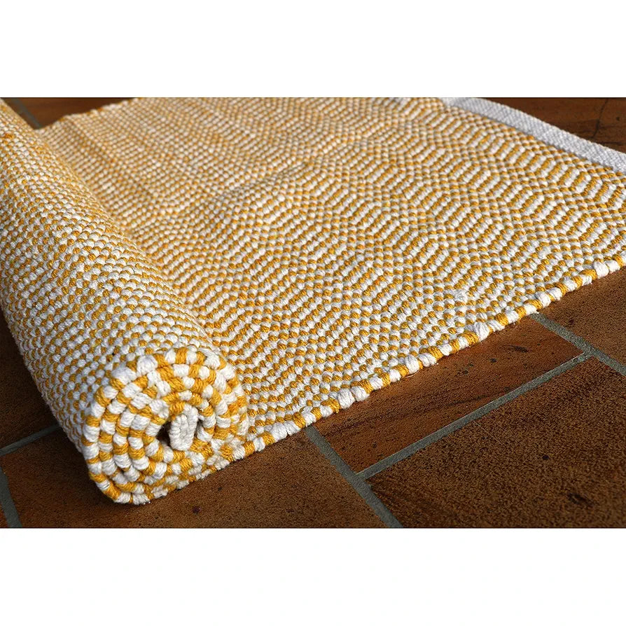 The Home Talk Weaved Cotton Carpets Contemporary Decorators Area Rugs Yellow