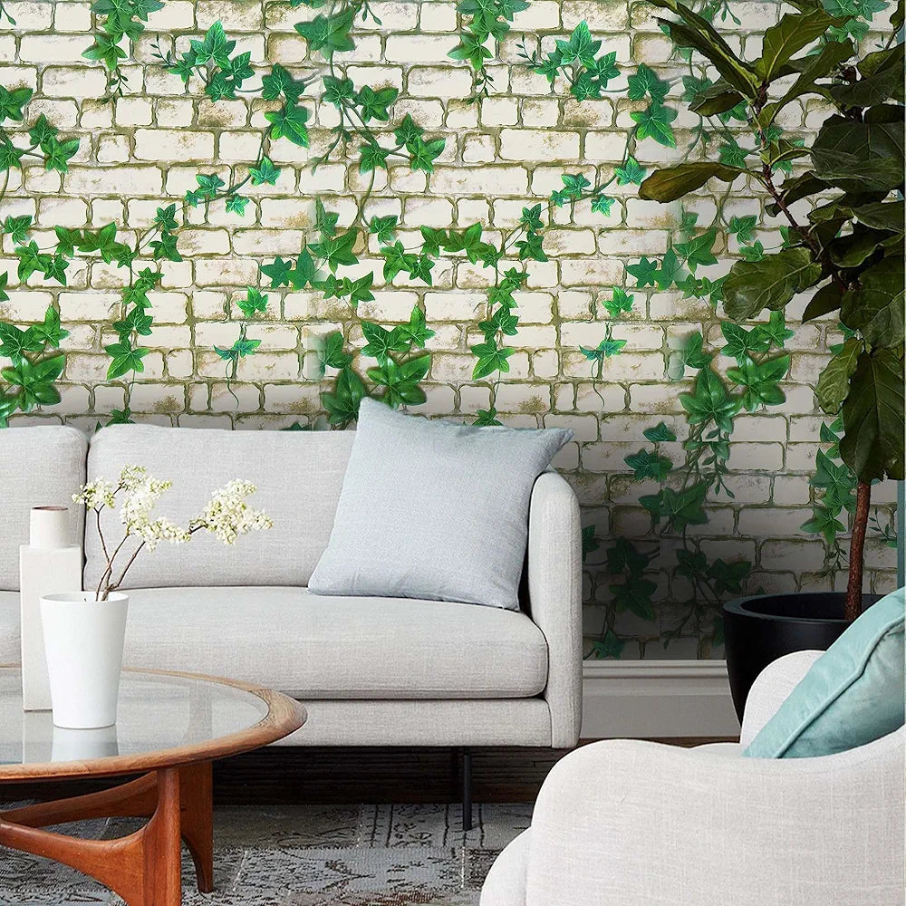 Jaamso Royals White Brick Stone Wall Papers for Home Brick Wallpaper 200cm X 45cm Multicolour 200CM