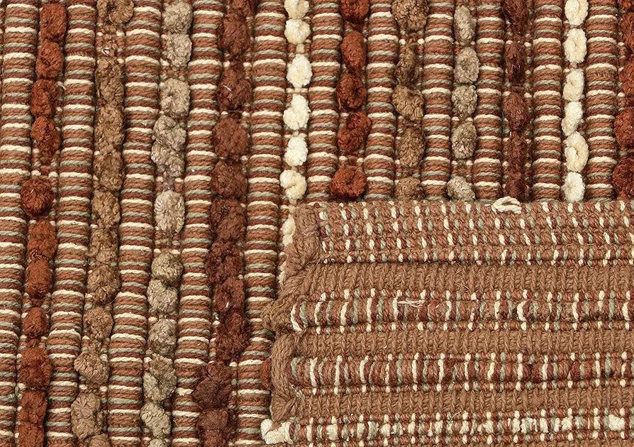 The Home Talk Handmade Stripes Cotton Rug Water Absorbent for Bathroom Entrance Door
