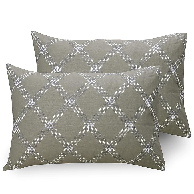 Huesland by Ahmedabad Cotton 186 TC Cotton Pillow Cover Set of 2 | Brandon Beige