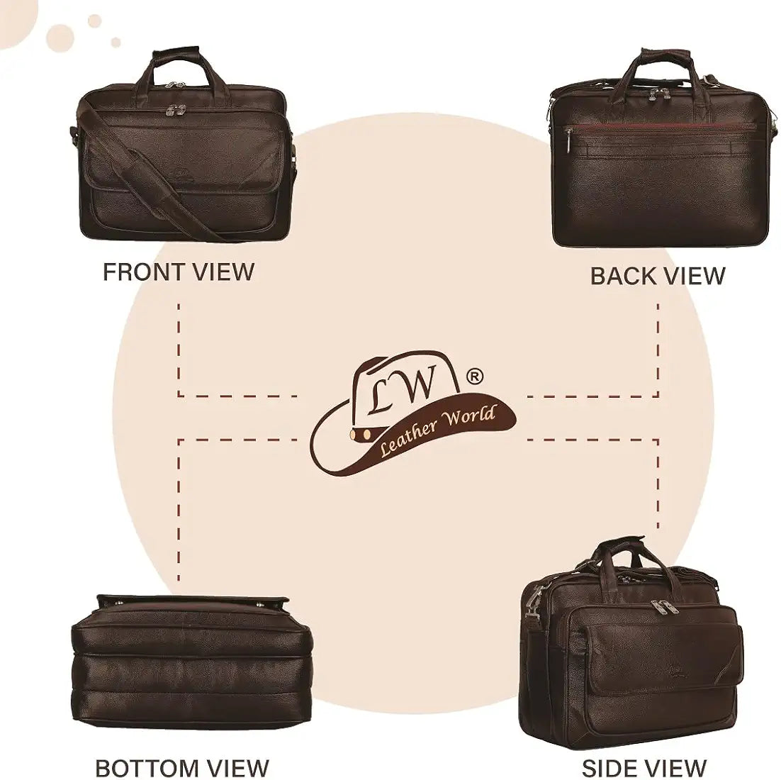 Leather World Synthetic Leather Briefcase 15.6 Inch Dark Brown Laptop Expandable Messenger Shoulder Office Bag with Strap for Men and Women