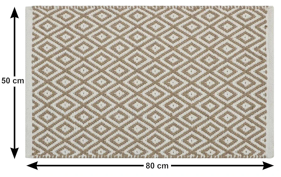 The Home Talk Weaved Cotton Rectangular Carpets Contemporary Decorators Area Rugs for Bedroom Beige