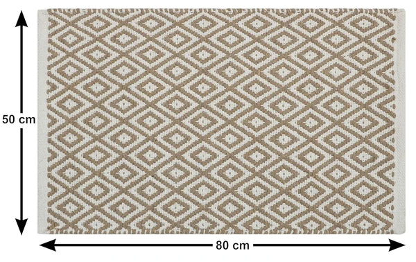 The Home Talk Weaved Cotton Rectangular Carpets Contemporary Decorators Area Rugs for Bedroom Beige