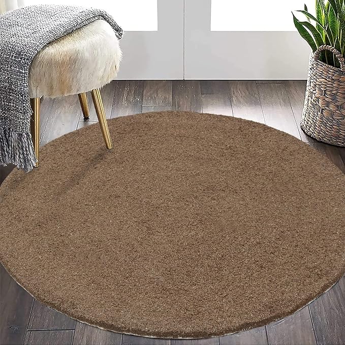 The Home Talk Tufted Round Wool Carpet Anti-Skid Backing Area Rugs for Living Room 3 Diameter Multi Rangoli