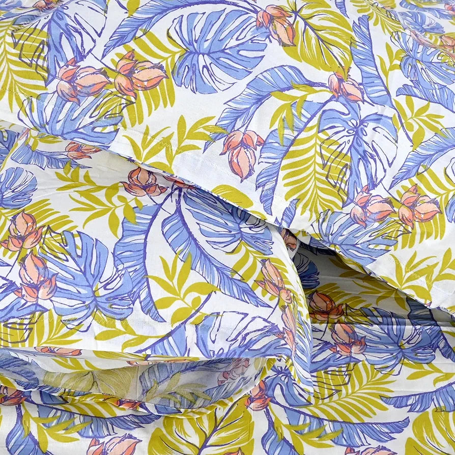 Divine Casa 144 TC Pure Cotton Double Bedsheet with 2 Pillow Covers Floral Bliss Colour Purple Yellow