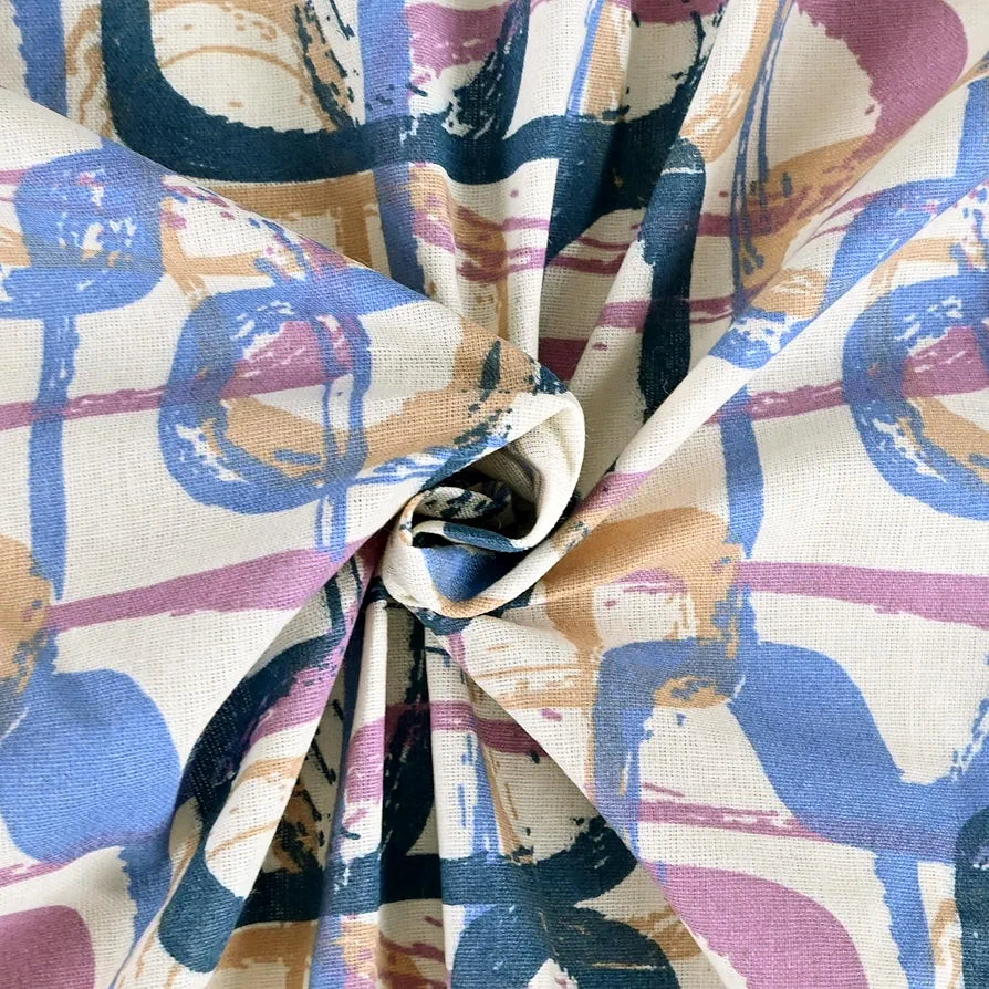 Divine Casa 144 TC Pure Cotton Double Bed Bedsheet with 2 Pillow Covers Abstract Weave Colour Peach Blue