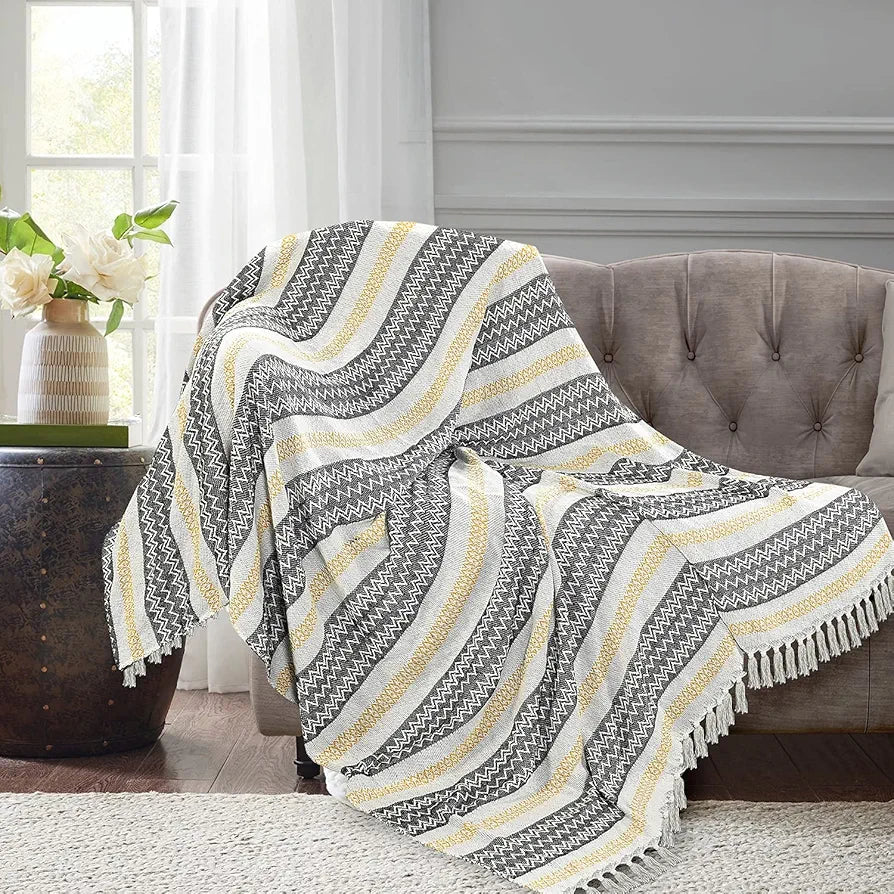 Sashaa World Geometric Sofa Throw Blanket Multicolour