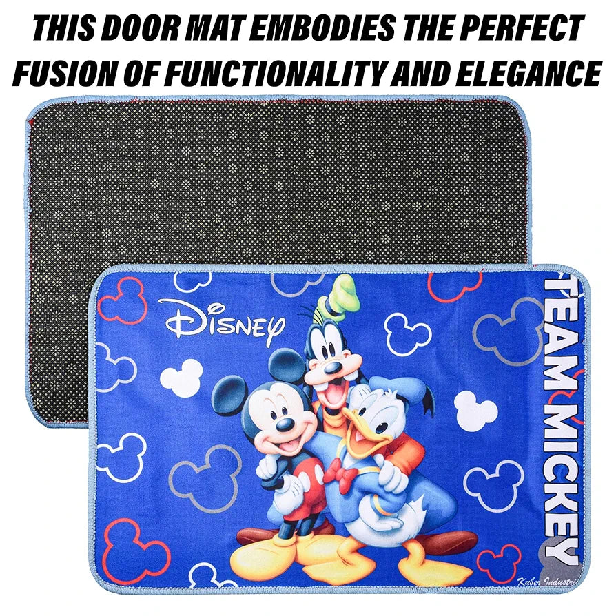 Kuber Industries Disney Team Mickey Door Mat For Living Room Blue Colour