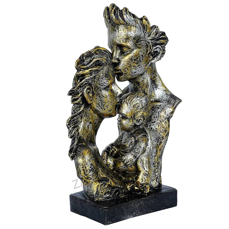 Zart Mother & Father With Child Love Statue Showpiece For Home Decor