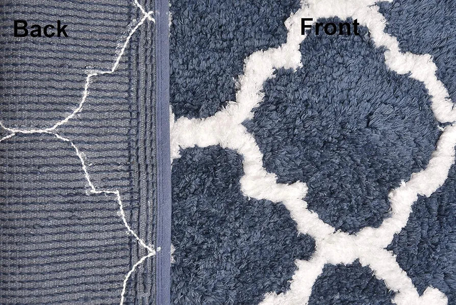 Aerohaven Glorious Super Soft Microfiber Abstract Moroccan Designer Anti Slip Bathmat Blue Colour