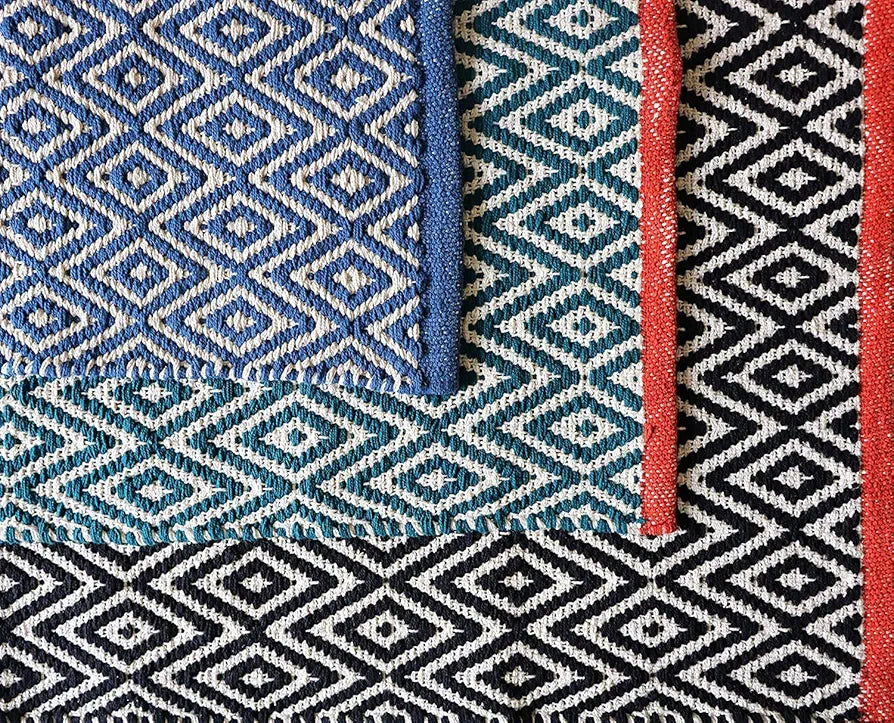 The Home Talk Handmade Cotton Carpet Diamond Reversible Mats Area Rugs for Bedroom