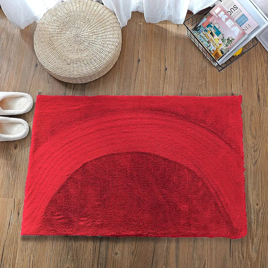 Luxe Home International Rectangular Bath Mat Super Soft Anti Skid Rabbit Fur Mats 40X60 Cm Colour Maroon
