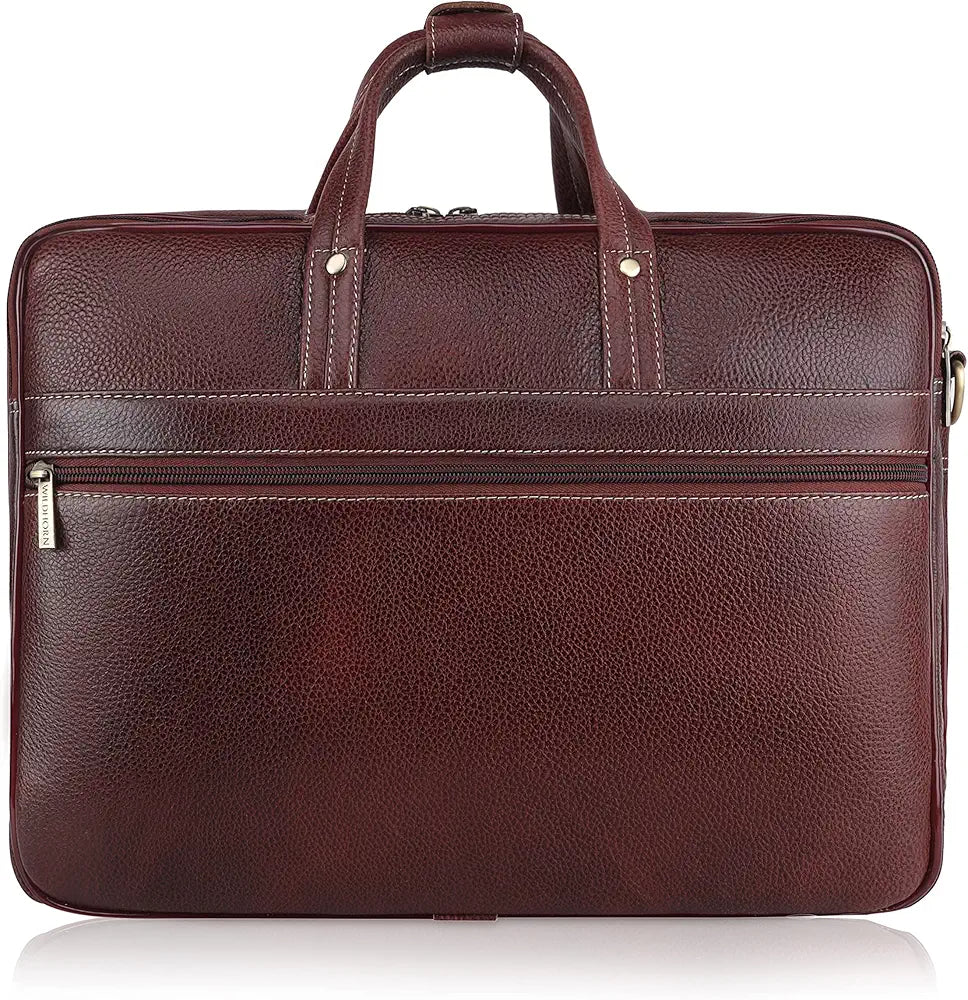 WildHorn Leather Laptop Bag for Men I Fits Upto 15.6 Inch Laptop/MacBook I Padded Laptop Compartment I Carry Handles with Adjustable Strap I DIMENSION : L-16 inch W-4 inch H-12 inch