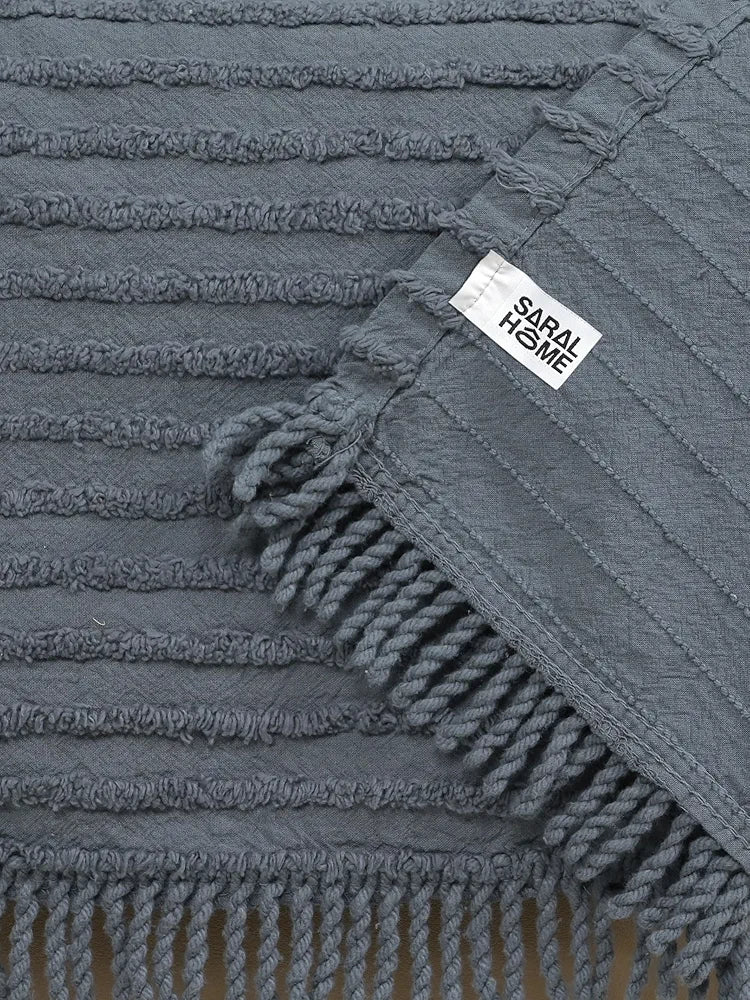 Saral Home Barkha Stripe Cotton 1 Seater Sofa Throw Colour Grey