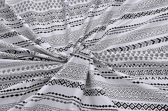 Huesland by Ahmedabad Cotton 144 TC Cotton King Size Bedsheet with 2 Pillow Covers | White and Black
