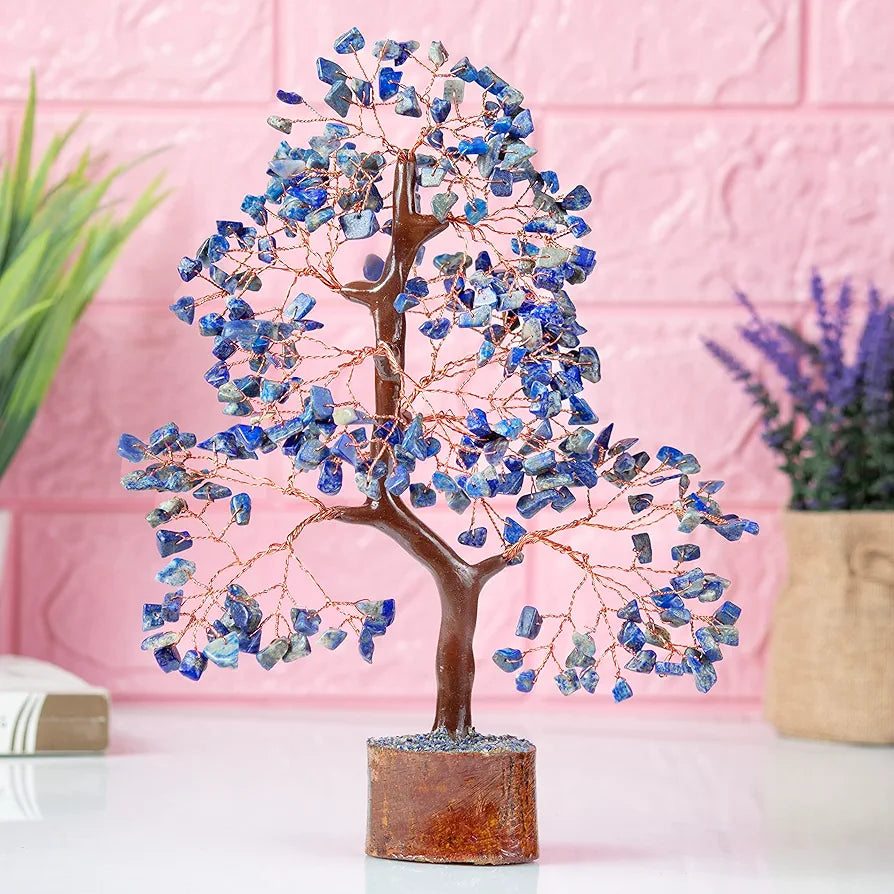 Bezavo Lapis Lazuli Energy Crystal Tree Feng Shui Tree for Abundance & Love Copper Wire
