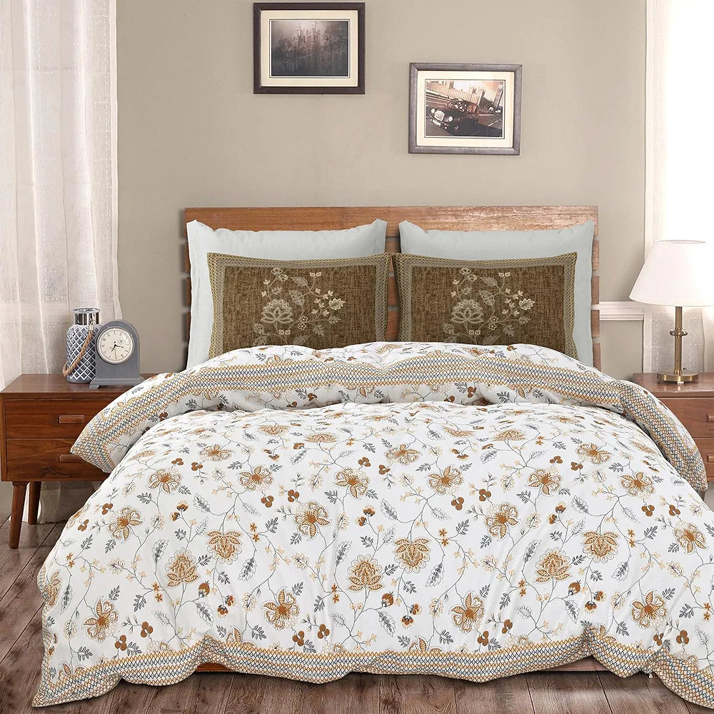 Kuber Industries Double Bedsheet with 2 Pillow Covers 186 TC Premium Cotton Brown