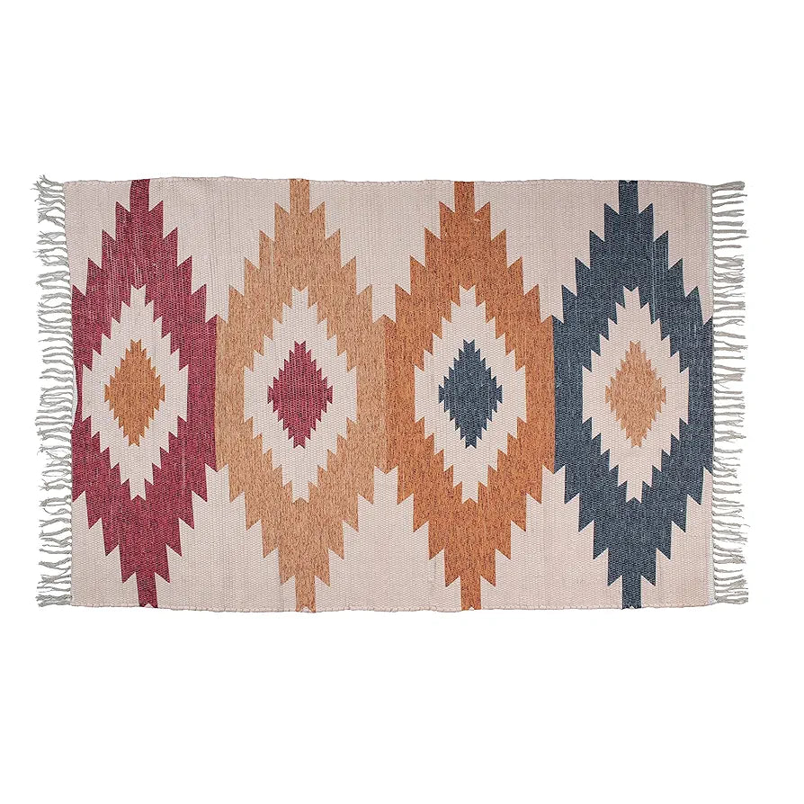 Homadorn Chindi Handmade Printed Modern Dhurrie/Rugs/Carpet Colour Multi3
