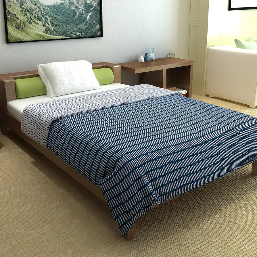 Divine Casa 120 GSM Microfiber Single Bed Comforter Soft & Lightweight Reversible AC Blanket Colour Blue Mirage