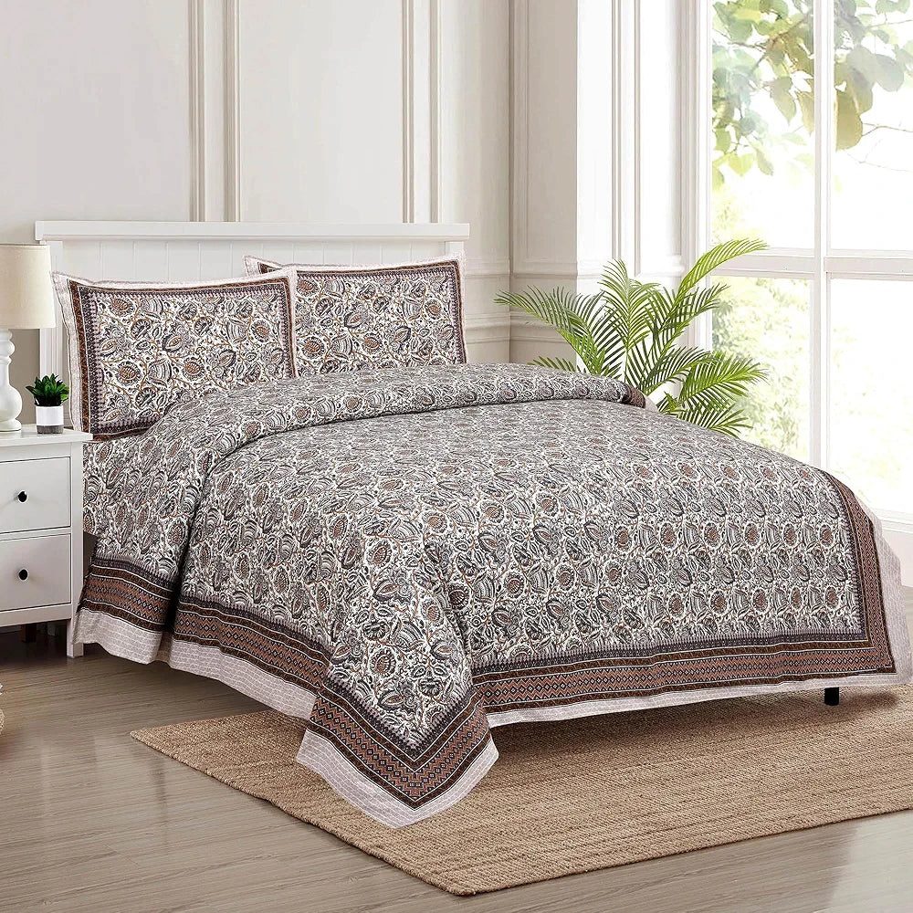 Kuber Industries Double Bedsheet with 2 Pillow Covers 160 TC Premium Cotton Purple